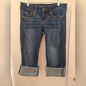 American Eagle “Favorite Boyfriend” Cropped Jeans Size 2 – Rolled Hem Clamdigger